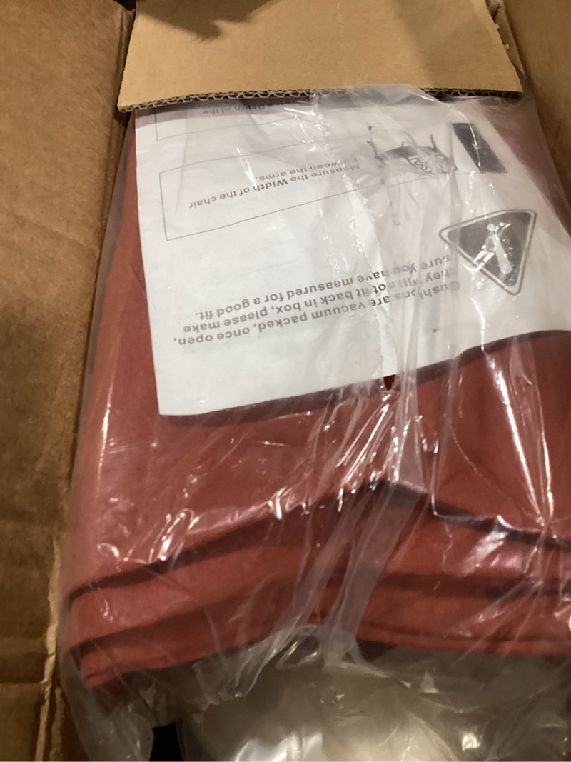 Condition photo showing New/Like New for sunbrella outdoor patio chair cushions set of 4, water-resistant stain-resistant weather resistant patio seat cushions pad with adjustable straps,20"x20"x3.1",sunbrella canvas henna sunbrella canvas henna 20"x20"x3.1"