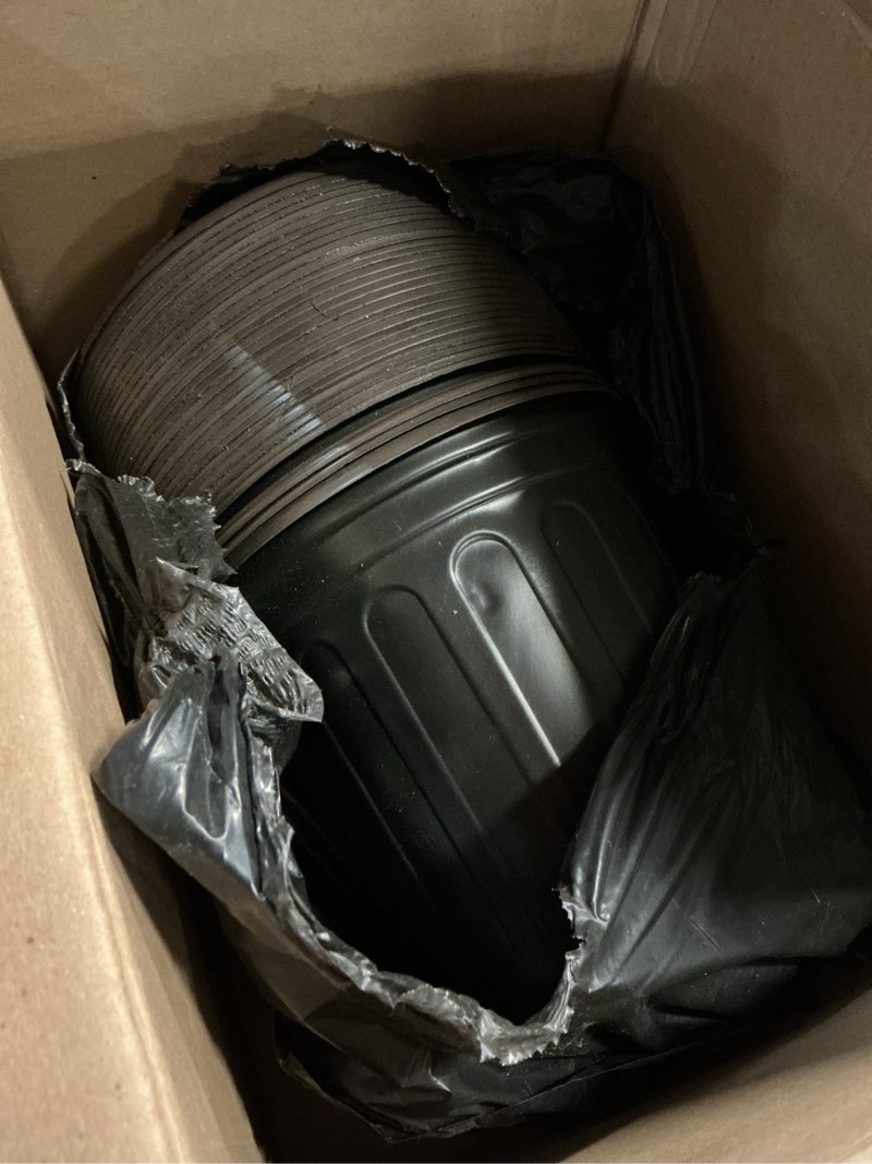 Condition photo showing Good Condition for 30pack 2 gallon plant nursery pots, thickened soft plastic seedling starter pots, plastic plant container with drainage hole for indoor outdoor flower seed,succulents,cuttings,transplanting - black 2 gallon (30 pack)