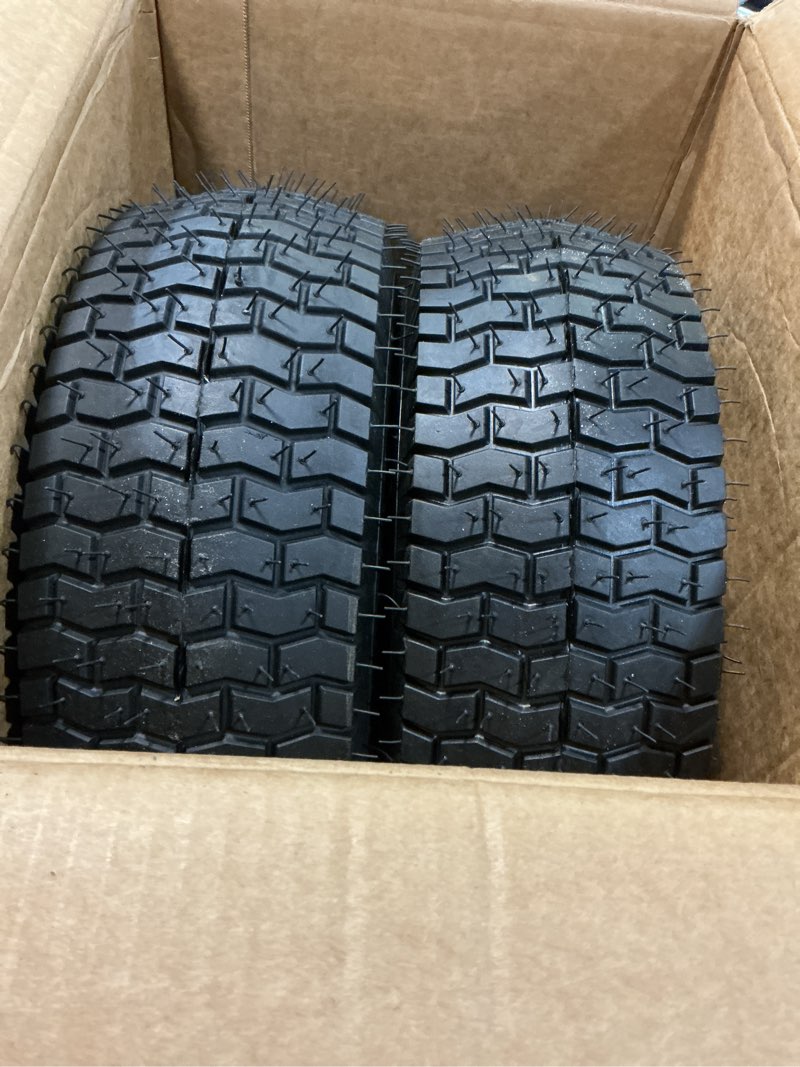 Condition photo showing Good Condition for 13x5.00-6 Tire and Wheel, Set of 2 Rubber Pneumatic Riding Lawn Mower Tires, Heavy Duty Lawn Mower Wheels with 3/4" Bushings and 6.6" Centered Hub, Tractor & Lawnmower Tires