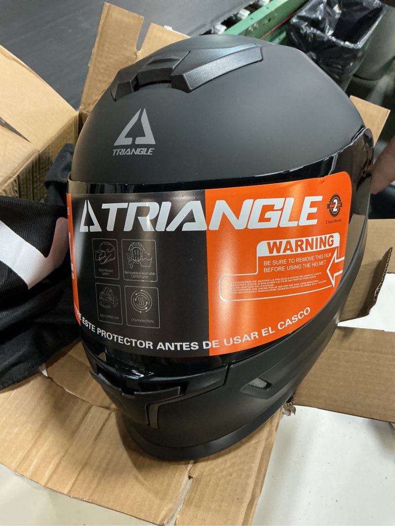 Condition photo showing New/Like New for triangle kids motorcycle helmets youth full face helmet lightweight with 2 visors dot approved medium matte black