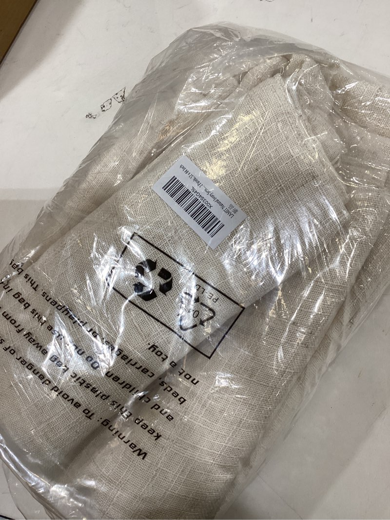 Condition photo showing New/Like New for LAMIT Natural Ivory Semi Sheer Linen Curtains 84 inch Long, Cream White Light Filtering Living Room Panels Back Tab and Rod Pocket Neutral Drapes for Bedroom/Farmhouse, 2 Panels, 52 x 84 Inch 52"W x 84"L (Pack of 2) Natural