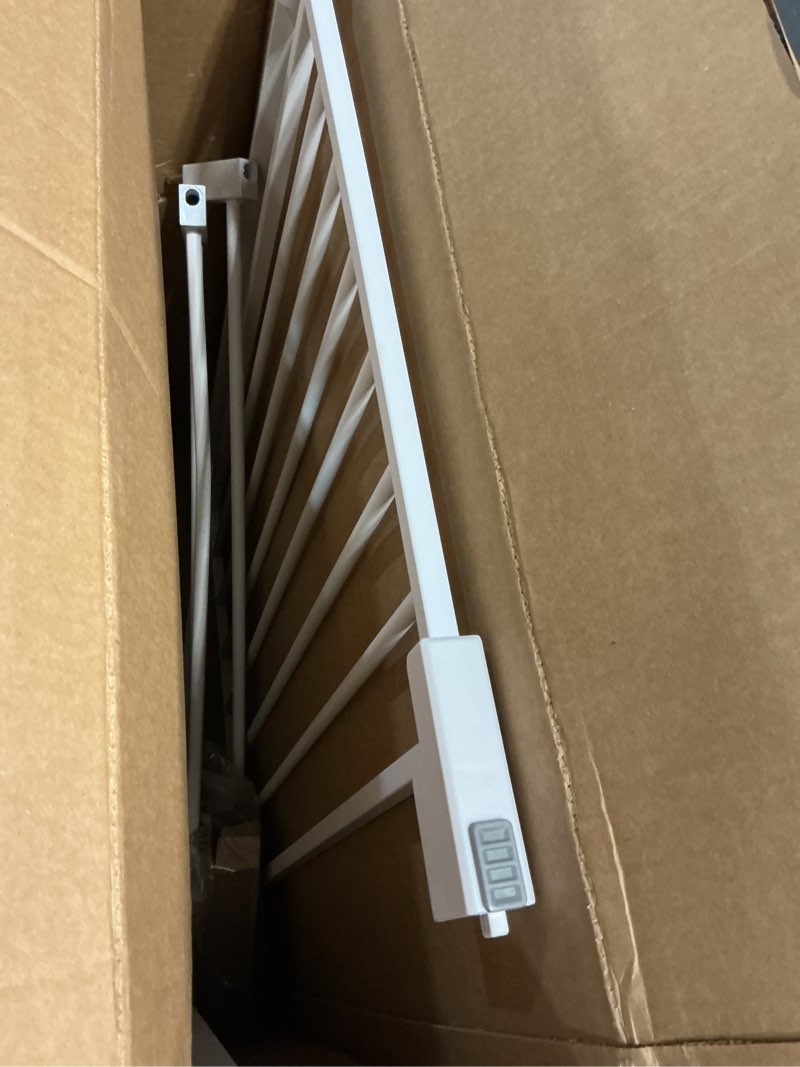 Condition photo showing As Is for 29.5-40.5" Baby Gate for Stairs, Dog Gate for Doorways, Walk Thru Auto Close Metal Baby Safety Gate for The House, Stairs and Doorways, Child Gate Pressure Mounted, Pet Gate for Dog Indoor - White White 29.5-40.5"W x 30"H