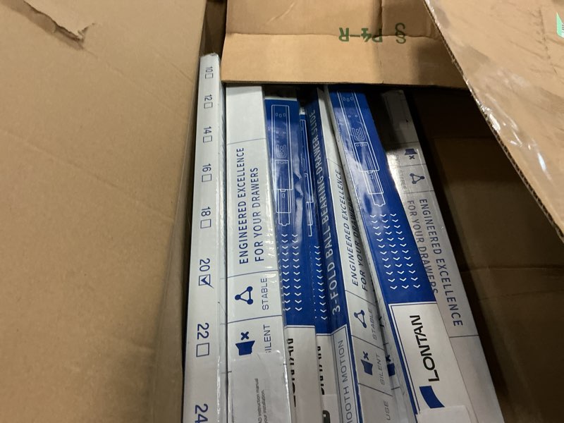 Condition photo showing Good Condition for lontan 10 pairs soft close drawer slides 20in sl4502s3-20 ball bearing full extension dresser drawer glides side mount heavy duty cabinet rails 100lb capacity 20 inch soft close-10 pair
