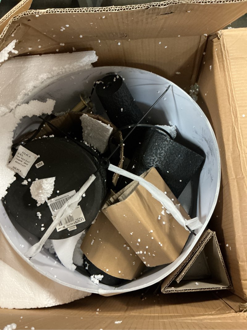 Condition photo showing As Is for signature design by ashley hallburg modern textured polyresin floor lamp with 3-way switch, black