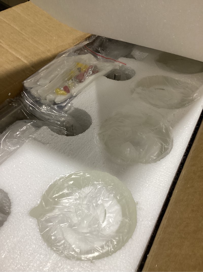 Condition photo showing Good Condition for 4-Light Brushed Nickel Bathroom Light Fixture Over Mirror Modern Bathroom Vanity Light Vintage Wall Lighting with Clear Glass Shade for Bathroom, Bedroom, Hallway, Cabinet Brushed Nickel 4-Light