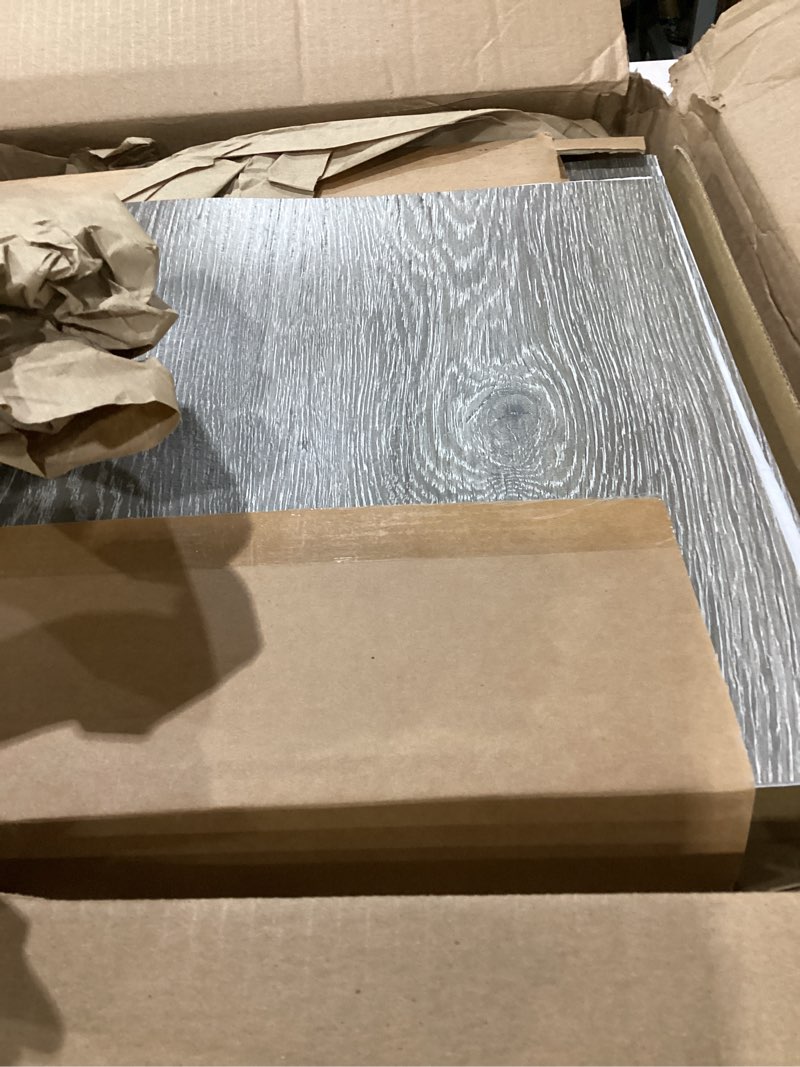 Condition photo showing As Is for 40 sheet vinyl flooring 12 x 12 peel and stick floor tile waterproof clearance vinyl floor tiles wood grey self adhesive floor tiles sticky laminate flooring for bathroom kitchen basement rv grey wood grain?1? 40