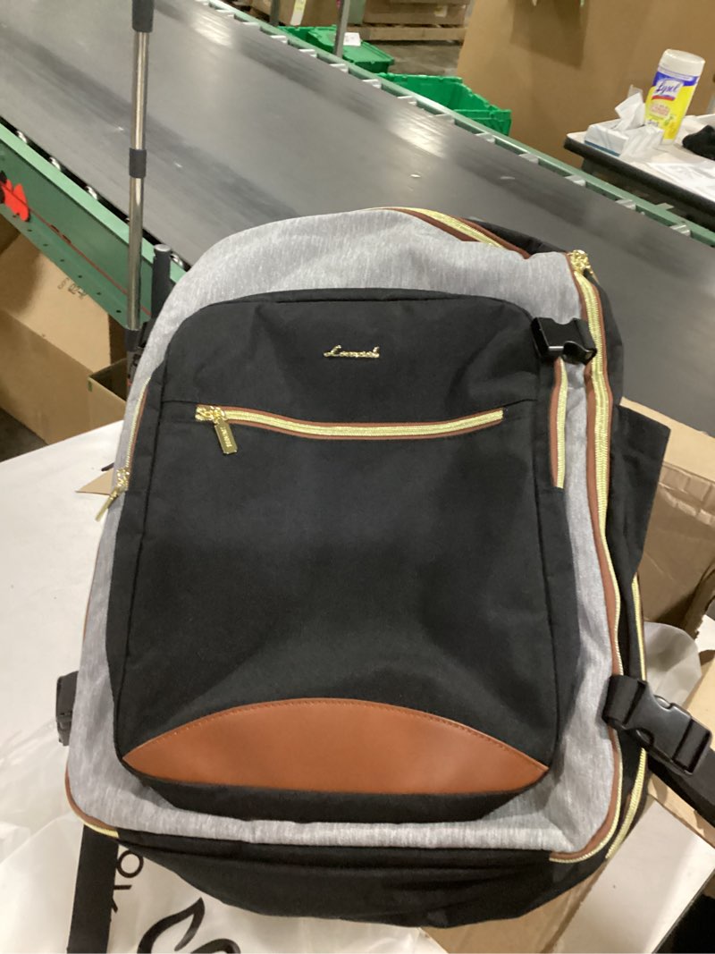 Condition photo showing Good Condition for LOVEVOOK 50L Travel Backpack for Women & Men, Airline Approved Carry On Luggage with 3 Packing Cubes, TSA Overnight Bags, Waterproof Personal Item Bag, Weekender Essentials Backpacks fits 17" Laptop 50L-4Pcs Black-grey-brown