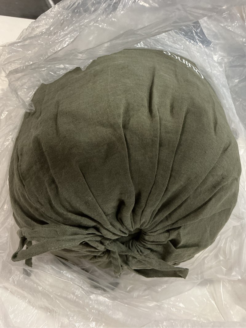 Condition photo showing Good Condition for european linen double flange duvet cover set, full/queen, dusty olive