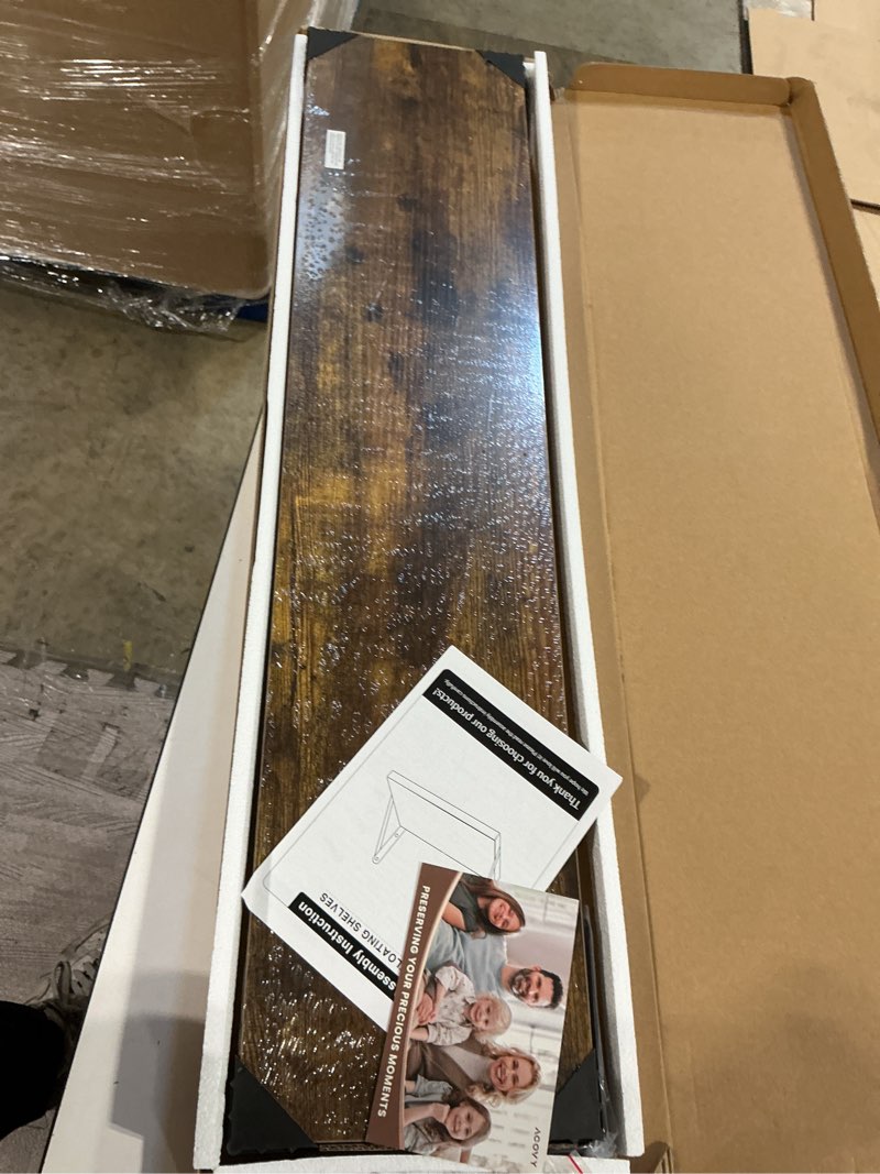 Condition photo showing New/Like New for acovy deep floating shelves for wall,36wx8d wall mounted shelves set of 2,wall storage floating shelf with sturdy metal brackets for living room,bathroom,kitchen,office,rustic brown rustic brown 36"wx8"d-2pcs