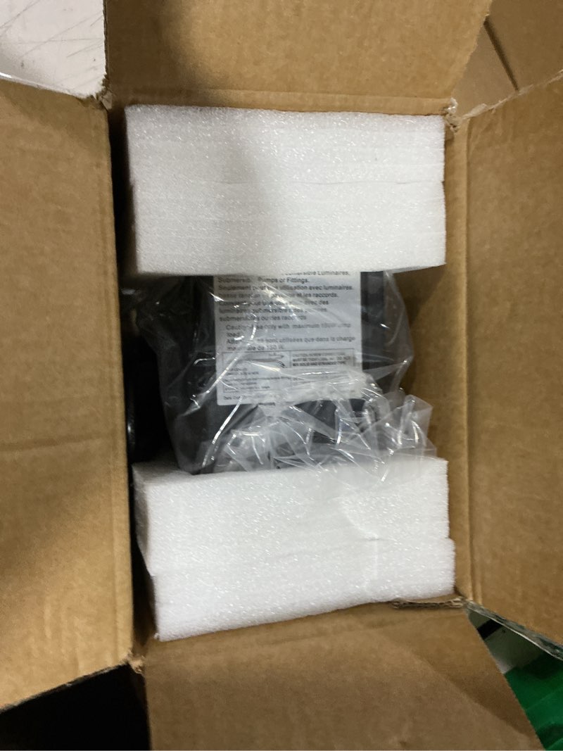 Condition photo showing Good Condition for dewenwils 150w low voltage landscape lighting transformer, 120v to 12/15v ac, metal shield, outdoor low voltage landscape transformer, photocell & timer, landscape lighting transformer