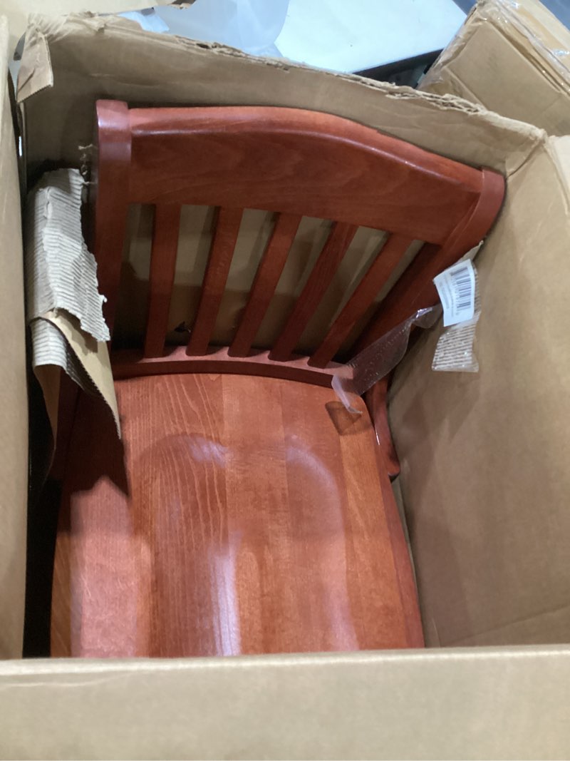 Condition photo showing As Is for east west furniture vernon 11\" wood counter stools in mahogany, similar to stock photo, incomplete