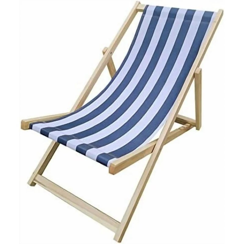Beach Sling Chair,Outdoor Lounge Chair, Folding Patio Reclining, Camping Chairs with Adjustable Wood Backrest, for Outside Lawn Deck Pool (Blue)  