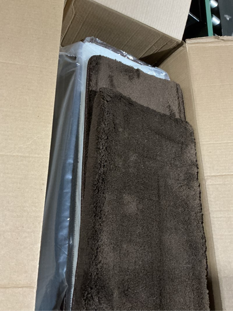 Condition photo showing Good Condition for pure era carpet stair treads ultra plush 9.5" x 30"soft bullnose indoor stair protectors pet-friendly non-slip skid resistant tape free washable reusable(14 pieces,dark brown) dark brown 14 pieces with bullnose