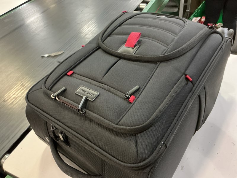 Condition photo showing As Is for carry on luggage 22x14x9 airline approved, 22-inch suitcases with spinner wheels, softside carry-on luggage with tsa lock for men women business trip, lightweight large capacity luggage for travel 22 inch_carry on black