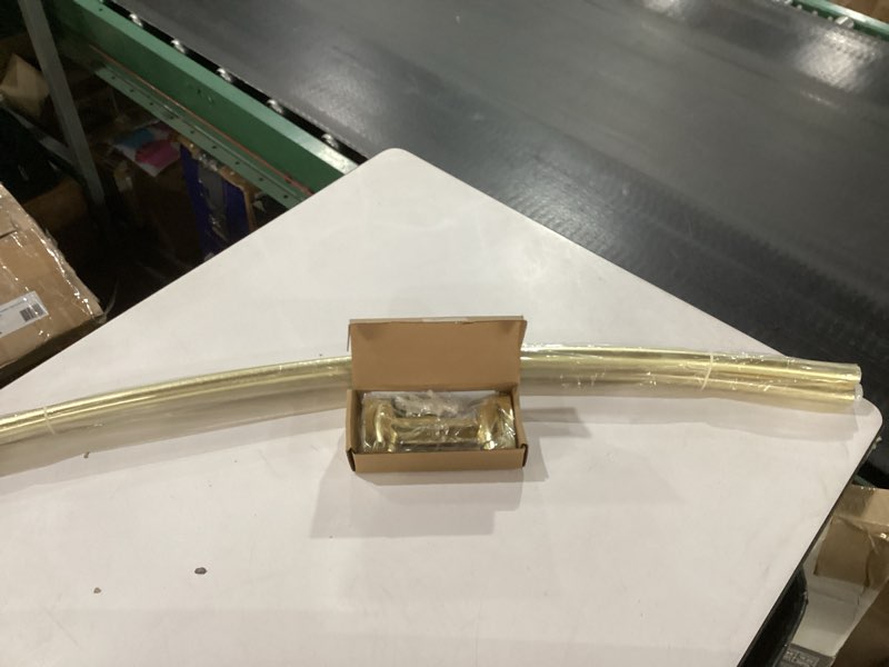 Condition photo showing New/Like New for YNL Curved Shower Curtain Rod 35-82In(2.9-6.8Ft), Gold Round Rustproof Shower Rod for Bathroom Bathtub, Adjustable Arched Shower Curtain Rod, Never Rust|Extra Space|Non-Slip|Expandable|Need to Drill.