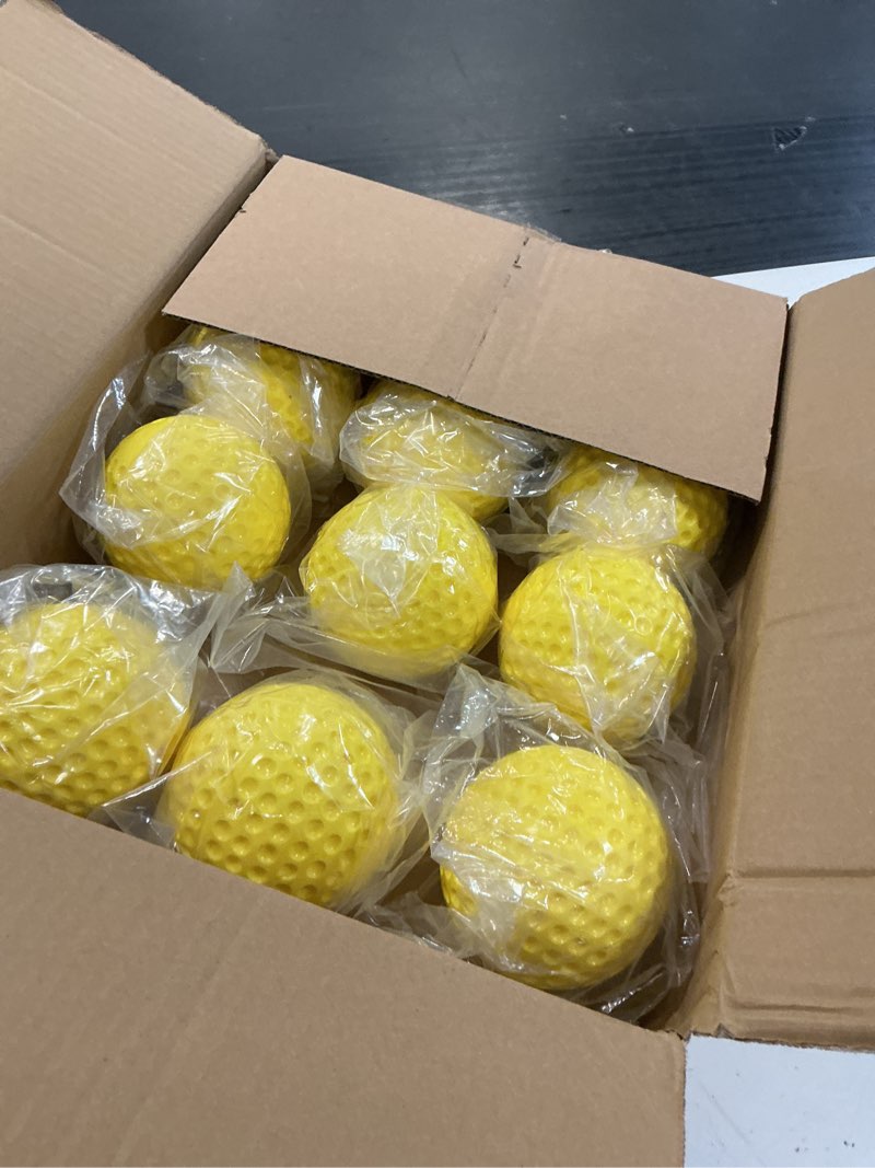 Condition photo showing New/Like New for dimpled softballs 11 inch pitching machine softballs for hitting and fielding practice12pack ?one dozen? yellow