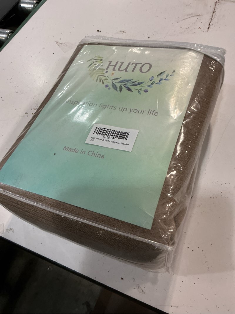 Condition photo showing New/Like New for HUTO 100 Percent Blackout Pinch Pleat Curtain for Bedroom, Triple Weave Faux Linen Thermal Insulated Waterproof Drape with Tieback for Patio, Taupe, 84 Inch Wide by 84 Inch Long, 1 Panel 84"W x 84"L (Pack of 1) Tapue