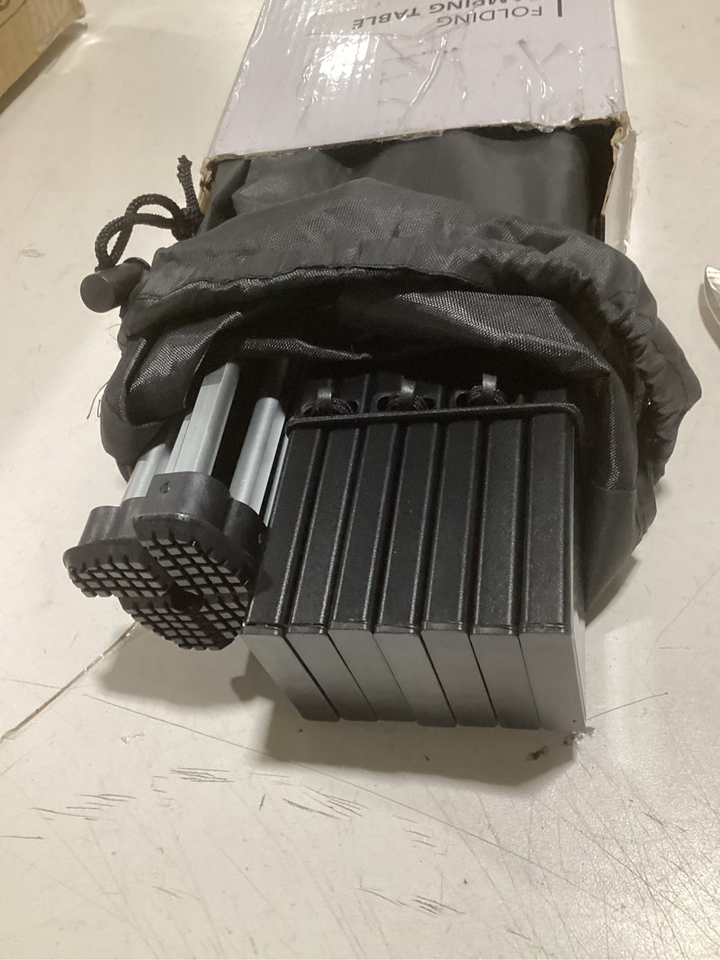 Condition photo showing Good Condition for camping table folding portable camp aluminum fold up lightweight roll up table adjustable height with carry bag indoor outdoor for camping, picnic, backyard, bbq, patio, black black 36.8"l x 21.9"w x (21.5-29.5)"h