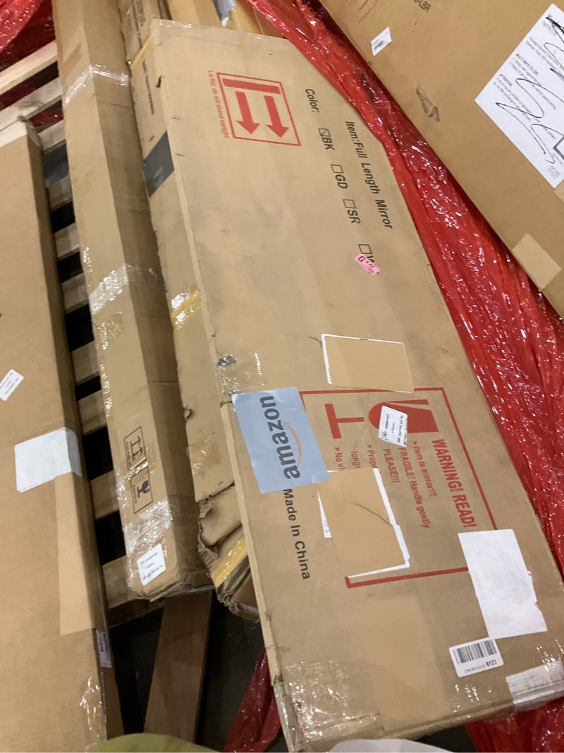 Condition photo showing As Is for Antok Full Length Mirror, 58"x19" Arched Floor Mirror, Mirror Full Length with Stand, Wall Mounted Mirrors for Living Room Bedroom,Black Black 58"L x 19"W