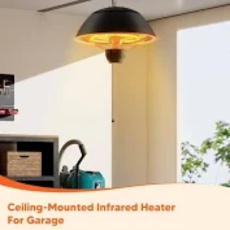 Electric Outdoor Heater, 1500W Hanging Ceiling Mounted Infrared Patio Heater for Outdoor Use, Waterp
