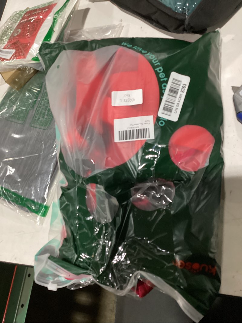 Condition photo showing New/Like New for kuoser dog life jacket, high flotation reflective dog life vest, red, l | adjustable dog lifejackets for small medium large dogs, lifevest with rescue handle for swimming, boating, lake, beach & pool l (chest girth:22.8-29.5'') rescue red