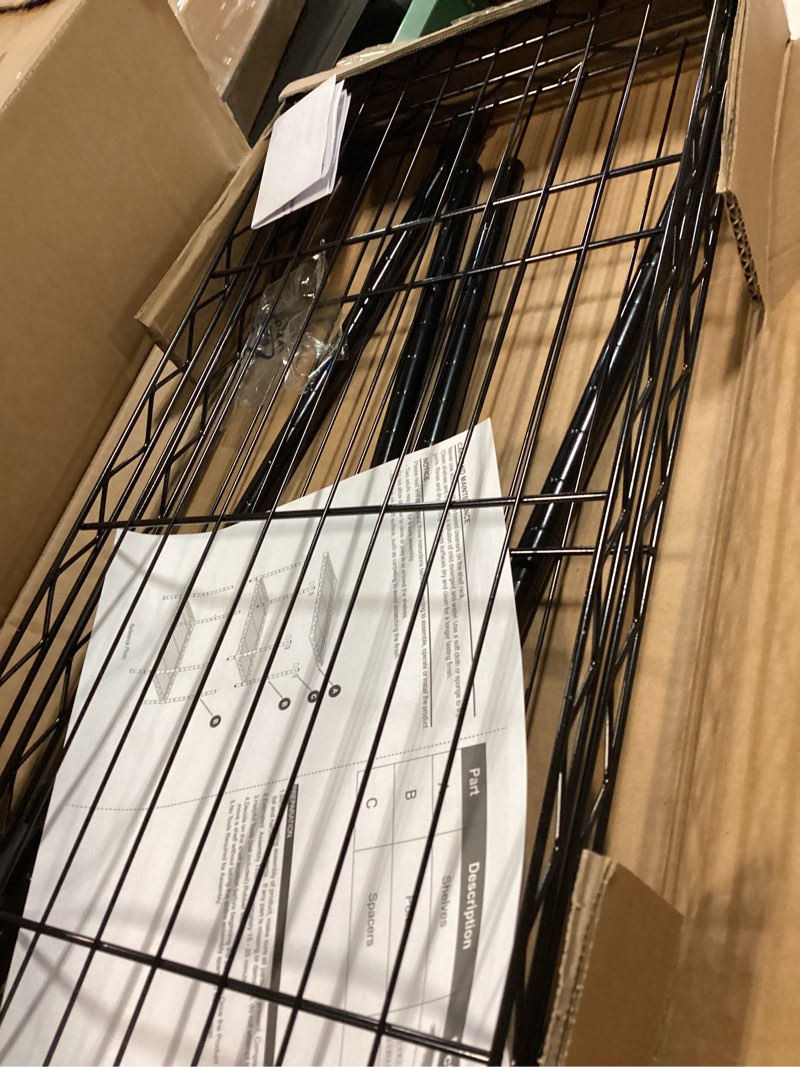 Condition photo showing Good Condition for IZEUK 2 Tier Adjustable Metal Storage Shelving Unit, Heavy Duty Wire Rack Organizer for Kitchen, Living Room or Office, 220 lbs Capacity, 27.6 W x 11.8 D x 23.4 H, Black 2 Tier, 11.8" D x 27.6" W x 23.4" H Black