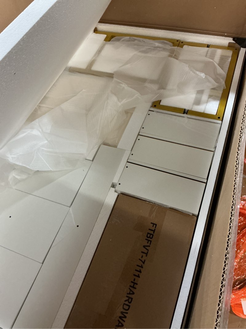 Condition photo showing Good Condition for DWVO 56" Vanity Table Set with Tri-Fold Mirror & LED Lights, Makeup Vanity Desk with RGB Glass Cabin