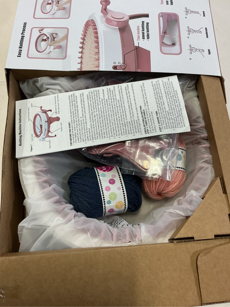 Condition photo showing Good Condition for SENTRO 48 Needles Knitting Machine with Electric Adapter, Smart Weaving Loom Round Spinning Crochet Knitting Machines with Row Counter and Crank Handle Adapter Hex Steel Bit for Automatic Knit