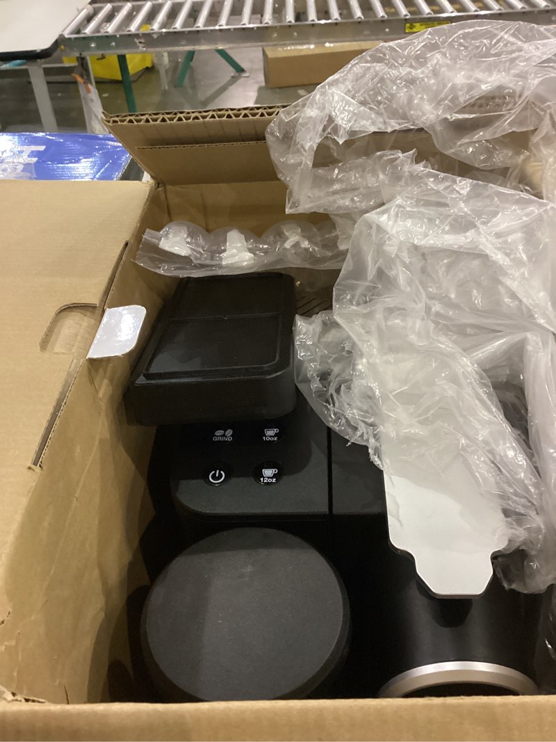 Condition photo showing As Is for Cuisinart Single-Serve Coffee Maker + Coffee Grinder with 8 oz., 10 oz., and 12 oz. Serving Size, Compatible with Single-Cup Pods, 48-Ounce Removable Reservoir, Stainless Steel, DGB-2 Black