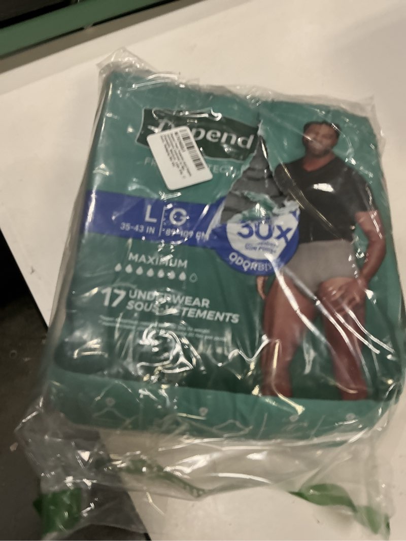 Condition photo showing As Is for depend fresh protection adult diapers, incontinence underwear for men, disposable, maximum, large, grey, 17 count, packaging may vary large 17