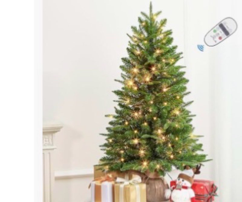 3FT Pre-lit Artificial Small Mini Christmas Tree with Warm White Multi-Color LED Lights, Remote Cont