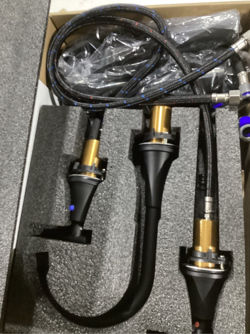 Bathroom Faucets for Sink 3 Hole, Hurran Matte Black Bathroom Sink Faucet with Pop-up Drain and Supp