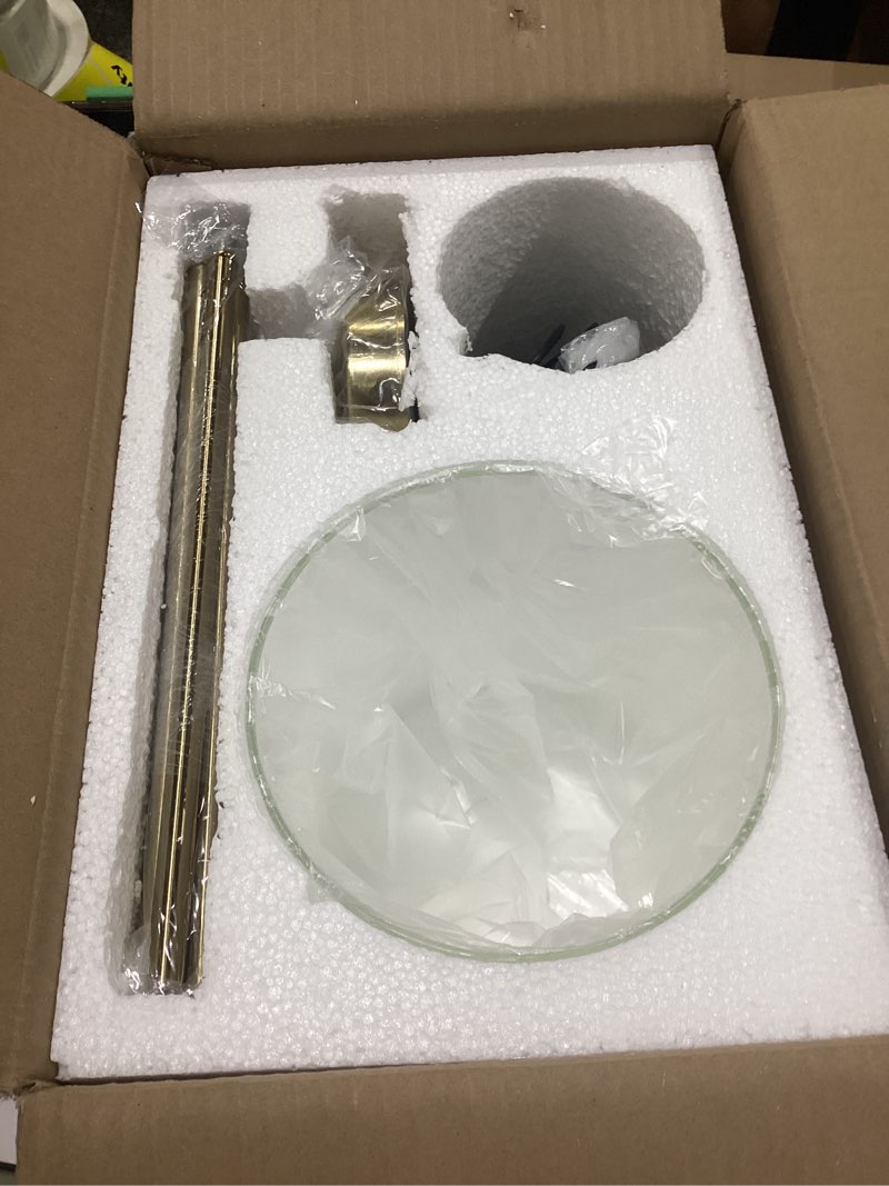 Condition photo showing New/Like New for 6.1" modern clean glass pendant light round vintage farmhouse pendant light fixtures mini adjustable rod rustic pendant lights for kitchen island, dining room, bedroom, hallway, entryway gold 1-light