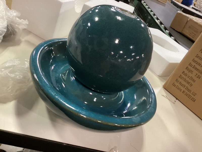 Condition photo showing New/Like New for Sunnydaze Tabletop Water Fountain with Ceramic Orb - Relaxing Indoor Fountain for Meditation - for Office, Bedroom, or Living Room