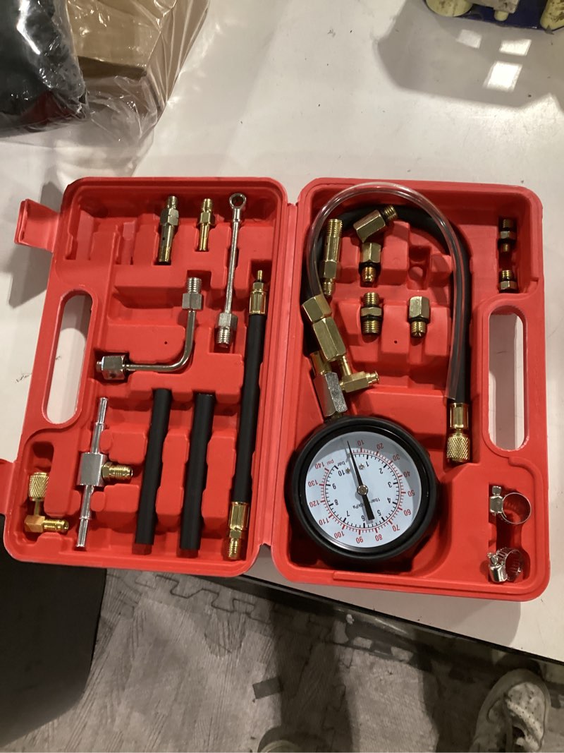 Condition photo showing Good Condition for betooll 0-140psi fuel pressure tester kit, fuel injector injection pump pressure gauge kit for gasoline cars, trucks and motorcycles normal