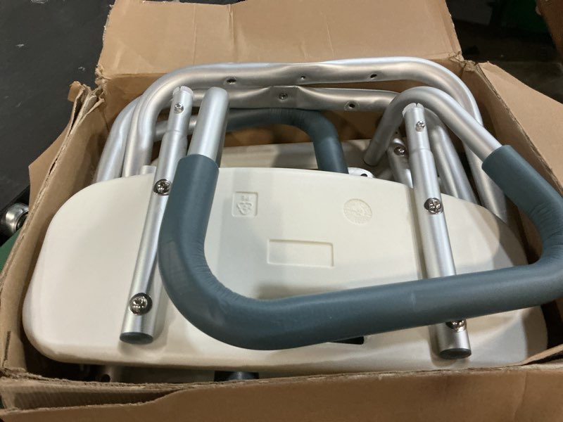 Condition photo showing Good Condition for swivel shower chair with arms and back, 400 lbs heavy duty shower stool for inside shower stall and bathtub, height adjustable rotating shower chair seat for elderly, adults, handicap and disabled 400lbs shower chair