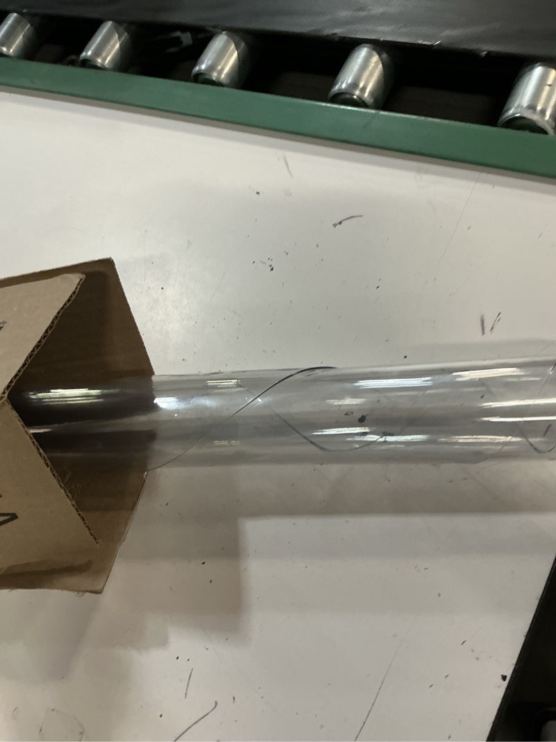 Condition photo showing As Is for deep dream 1.5mm thick 48 inches clear round table protector, round table cover, tablecloth protector, table protector for dining room table & office round clear 1.5mm 48"