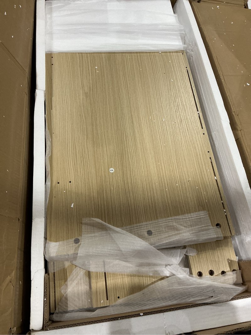 Condition photo showing As Is for similar to garveehome armoire wardrobe closet with drawers, 69.5 in wooden wardrobe cabinet with hanging rod, 2 doors clothing storage cabinet for bedroom, large capacity storage, louvered door, natural shutter door natural