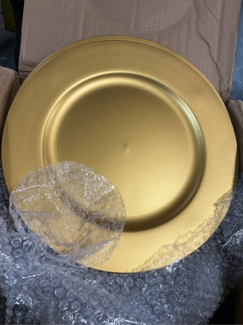Condition photo showing Good Condition for (similar )gold charger plates 10pcs,13inch round beaded plastic charger plates,plate chargers bulk for wedding,dinner,party,decoration(gold 10) 1 beaded gold
