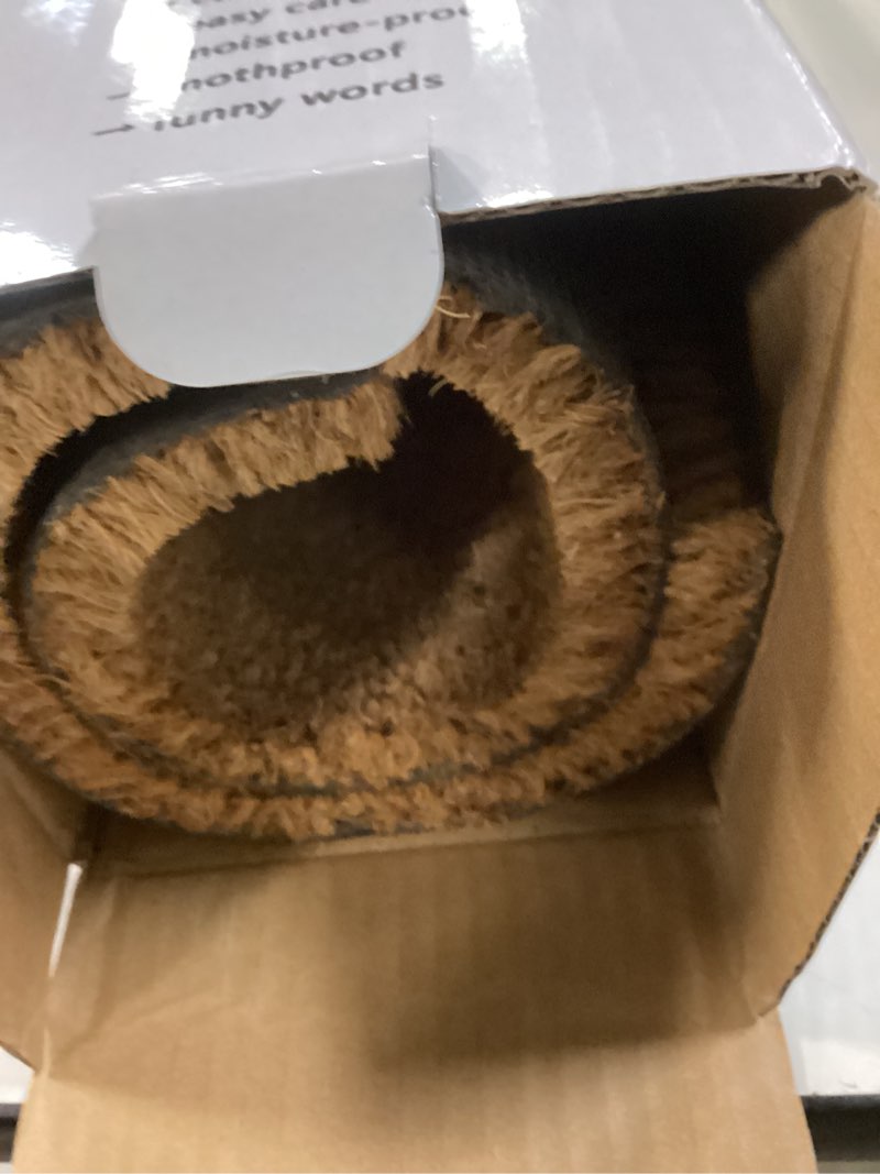 Condition photo showing Good Condition for Funny Coir Doormat Keys Glasses Phone Debit Card Purse Turn Off Iron & Stove Front Door Entryway Mat with Heavy Duty Porch Patio Welcome Mats Natural Coconut Mat Outdoor Decor Rugs 23.7x15.7 inch Keys Glasses Phone Purse Turn Off Iron & Stove