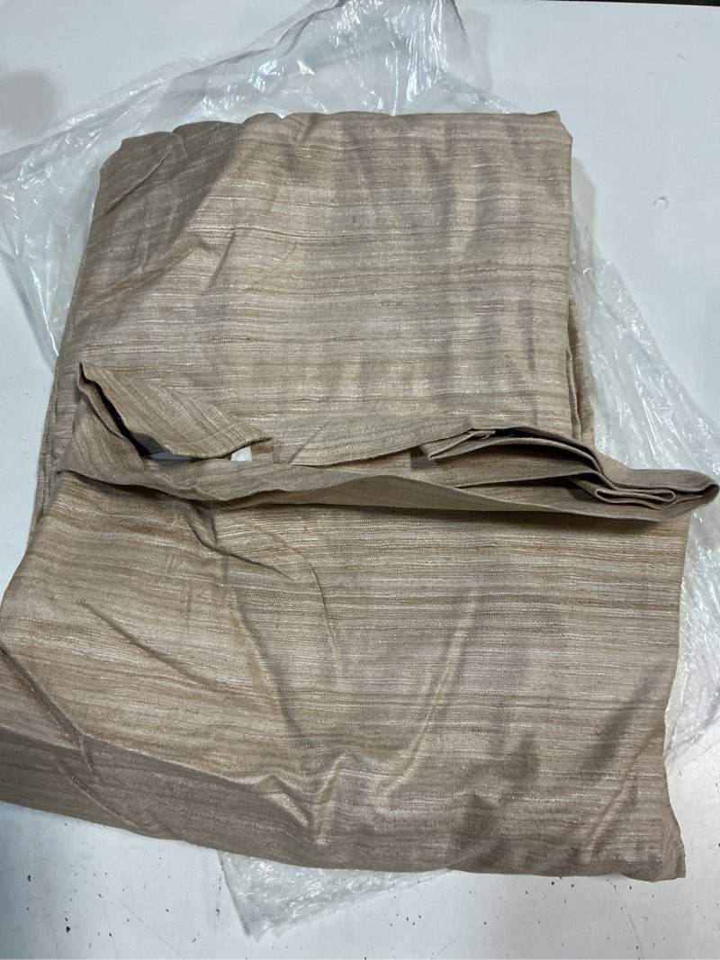 Condition photo showing As Is for quince raw silk curtain, 48x108, sand