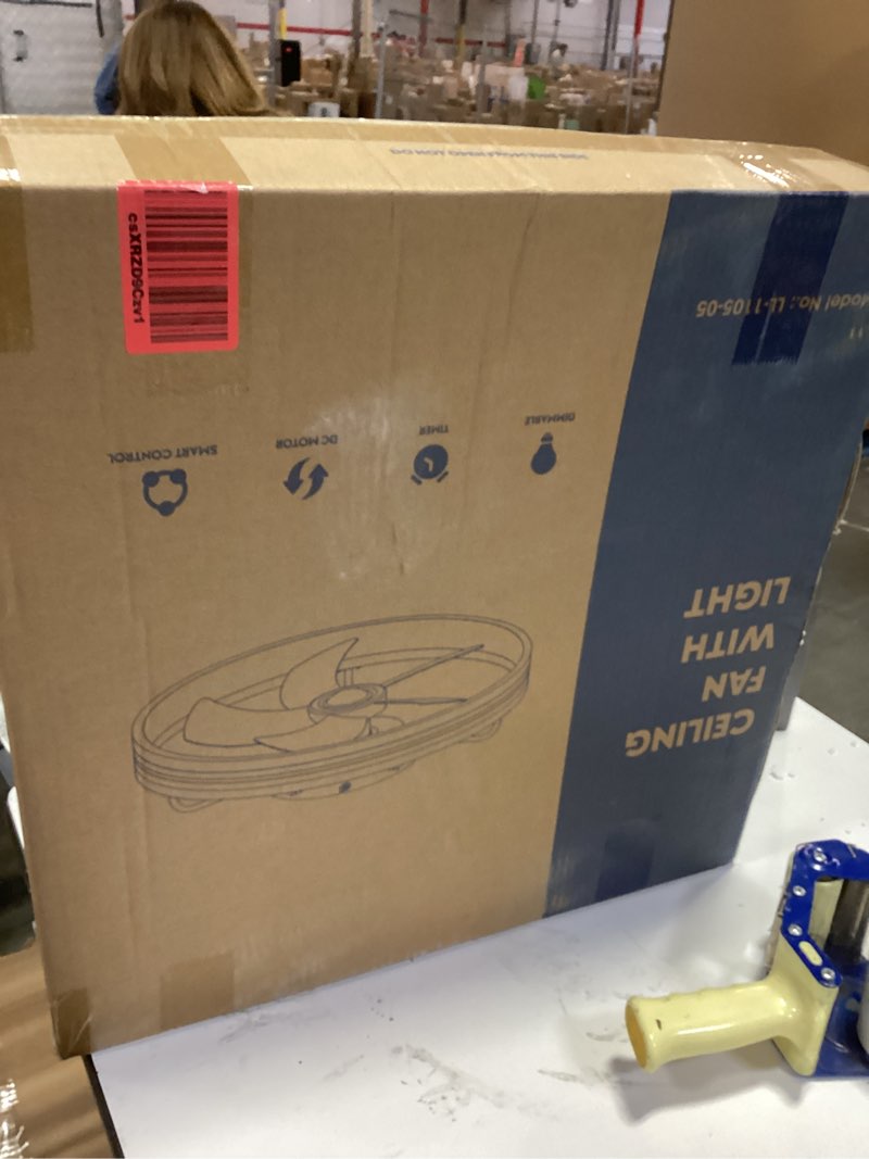 Condition photo showing New/Like New for Smart Ceiling Fan with Lights and Alexa/Google Assistant/APP Control, 20" Low Profile Fan with 6 Speeds, for Bedroom, Living Room, Patio Black-1105-05 20"