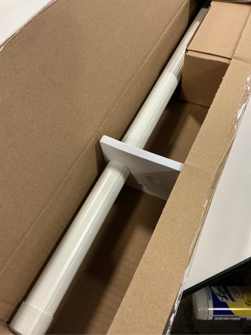 Condition photo showing As Is for Cardiff 36-72 Inch Adjustable Curtain Rod Set, 1 Inch Diameter in White