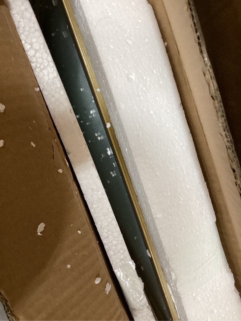 Condition photo showing Good Condition for vintage arched bow gold mirror: 27"x19" large antique wall mirrors with metal frame for bathroom vanity - baroque ornate bow decor for living room, fireplace, entryway, hallway 27"l x 19"w