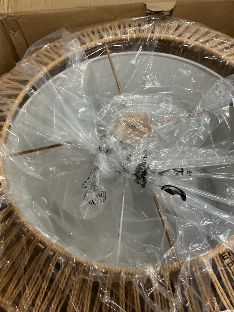 Condition photo showing Good Condition for 23 inch natural 5 light rattan light fixture woven pendant lights rattan farmhouse chandeliers fabric shade boho chandelier for dinning room kitchen 23"-natural-prism