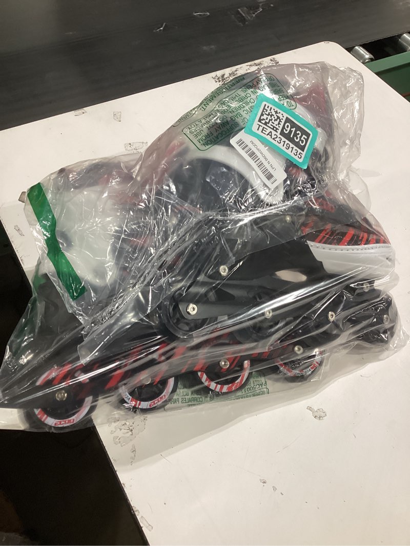 Condition photo showing As Is for adjustable inline skates boys and girls ages 5-8 8-12 with light up wheels?roller skates for kids ages 4-12, teen skates for beginner outdoor and indoor red large-youth?3-6 us?