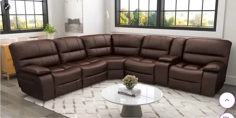 5 piece modern fancy faux leather power and manual reclining sofa(incomplete missing 2 boxes)(3 boxes for pick up)