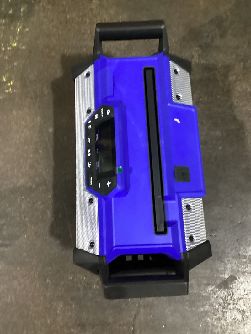 Condition photo showing As Is for kobalt 24-volt water resistant cordless bluetooth jobsite radio