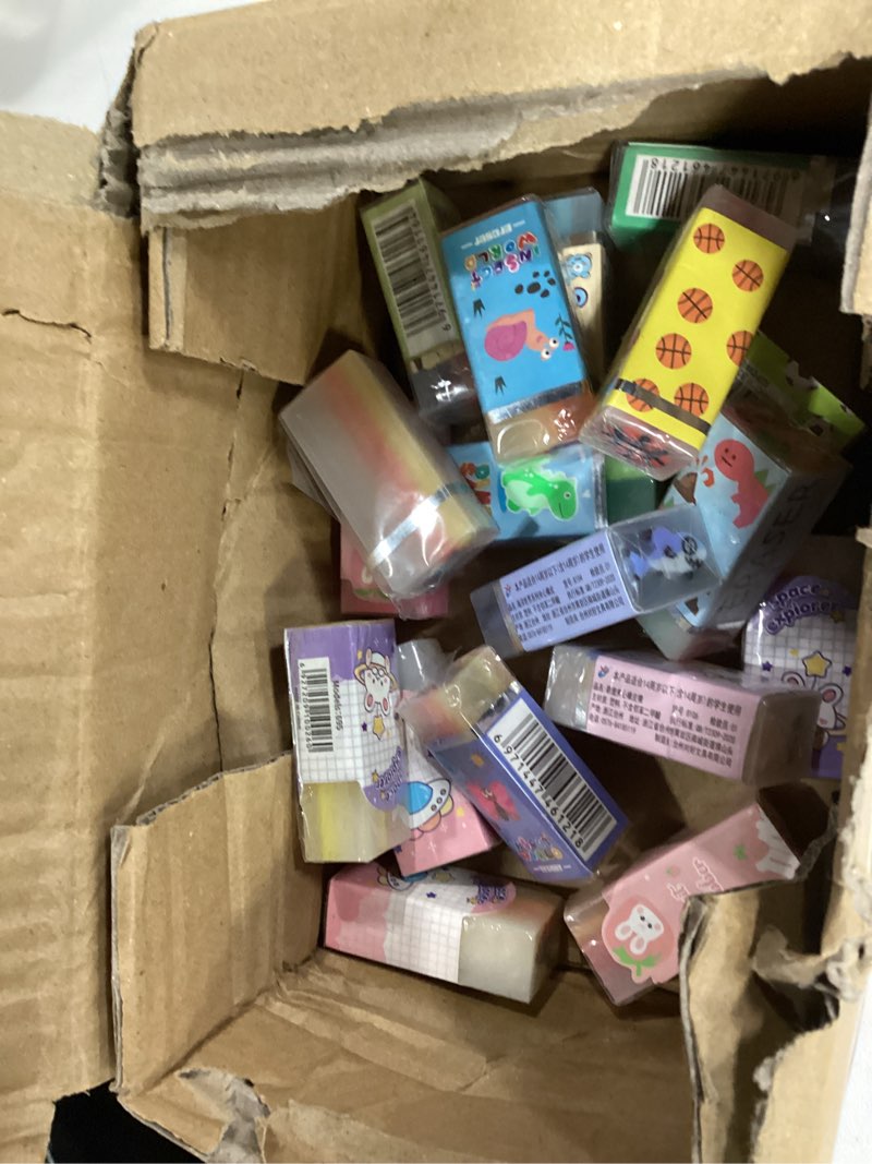 Condition photo showing As Is for 50 Pcs Cute Erasers for Kids Jelly Animal Fruit Dinosaur Space Pet Fun Pencil Erasers for Students Back to School Supplies Prize Gifts Party Favors