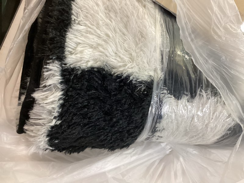 Condition photo showing Good Condition for checkered rug 5x7 for living room, black and white modern shag rugs super soft washable indoor office fuzzy carpet non-slip fluffy rugs for bedroom home aesthetic decor 5' x 7' (rectangular) black&white